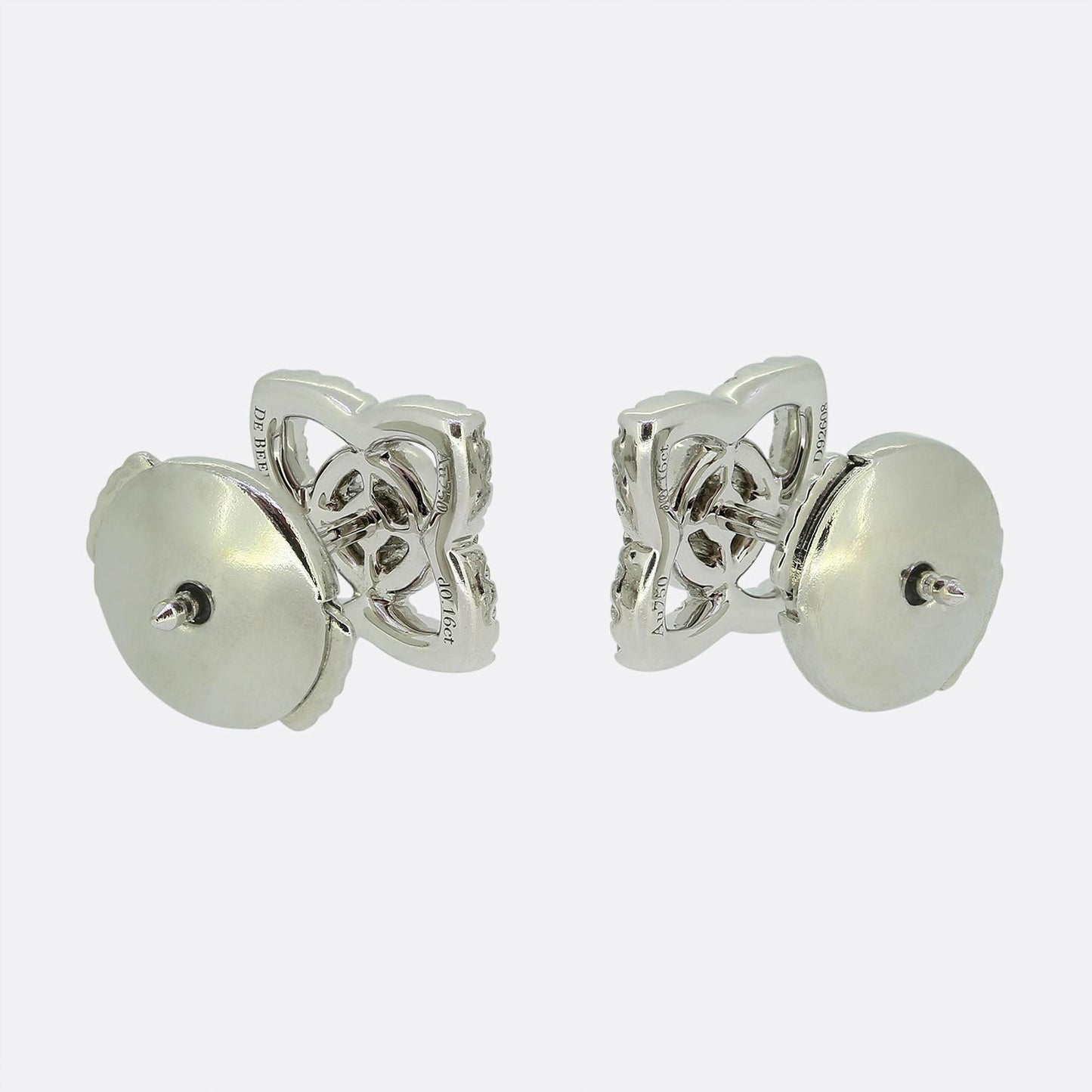 De Beers 0.32 Carat Diamond Lotus Stud Earrings