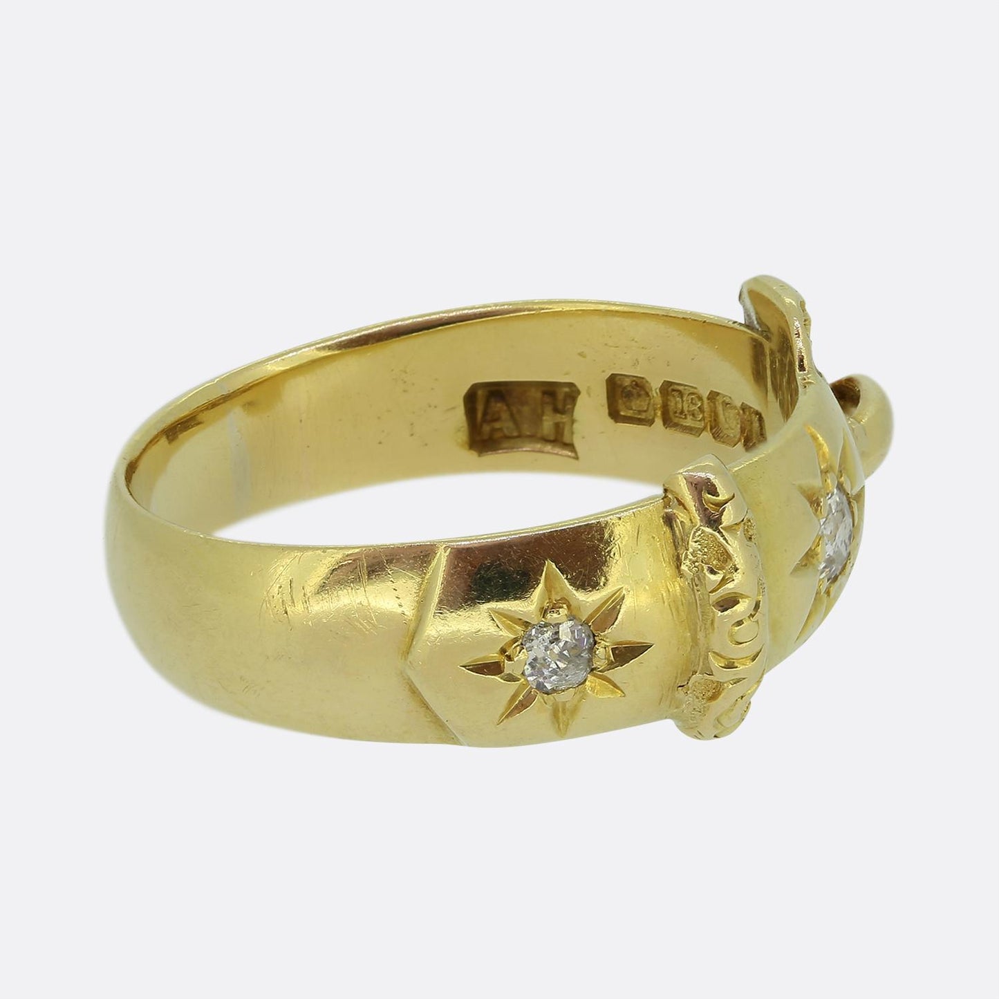 Antique Two-Diamond Buckle Ring