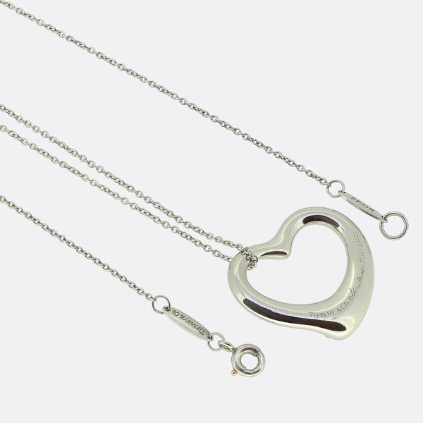 Tiffany & Co. Open Heart Diamond Pendant Necklace