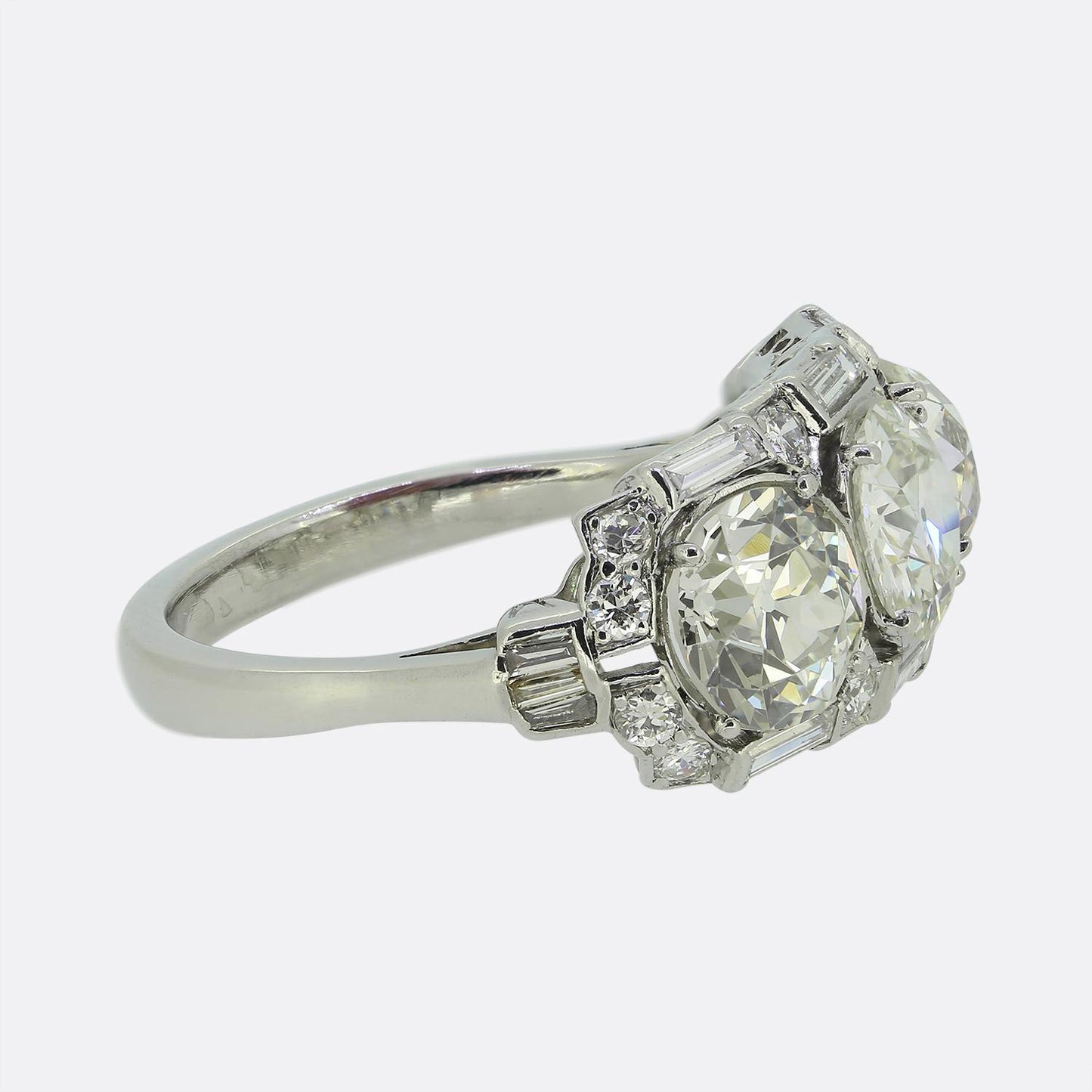 Late Art Deco Diamond Three-Stone Ring