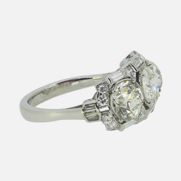 Late Art Deco Diamond Three-Stone Ring