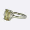 Late Art Deco 1.90 Fancy Yellow Diamond Three-Stone Ring