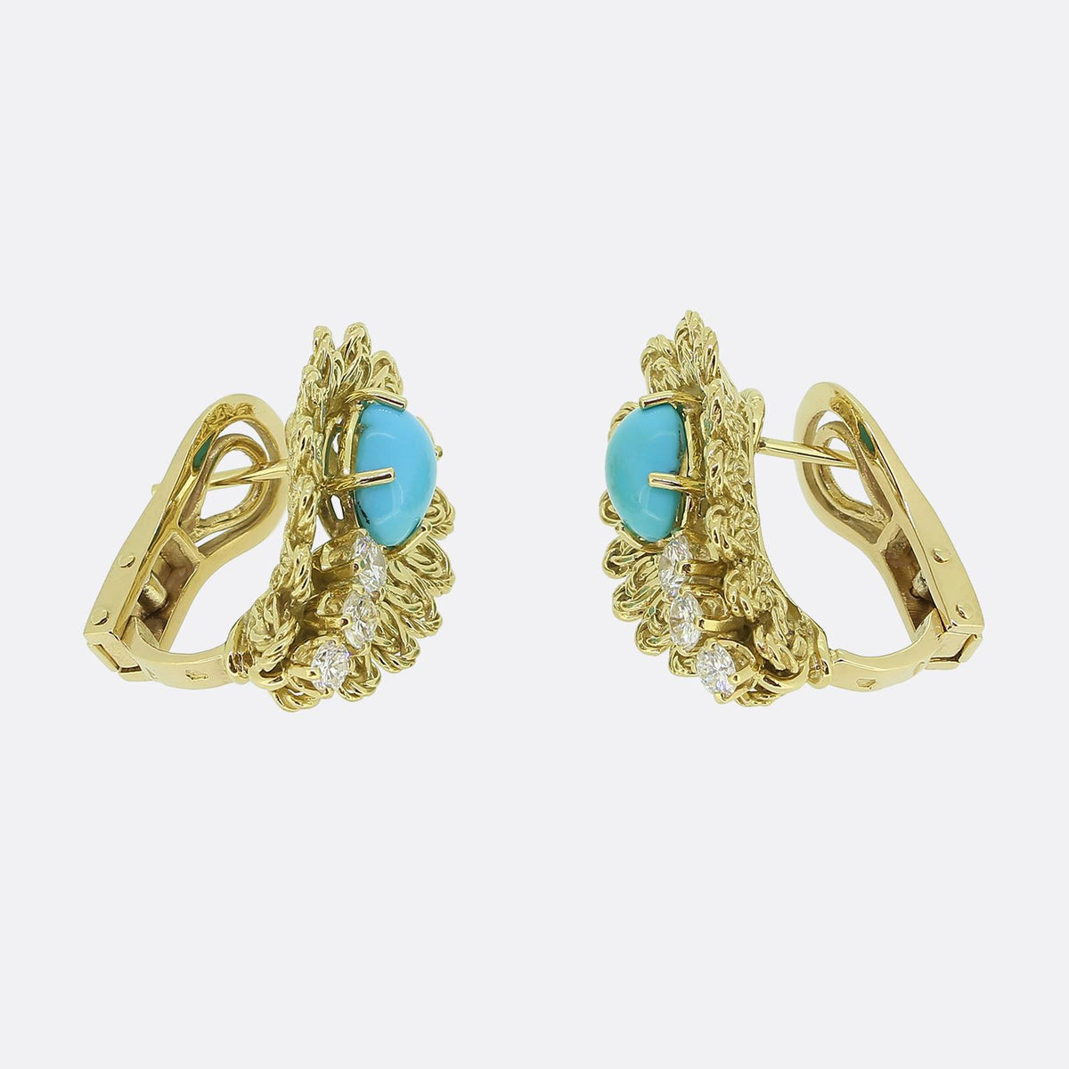 Vintage Turquoise and Diamond Earrings