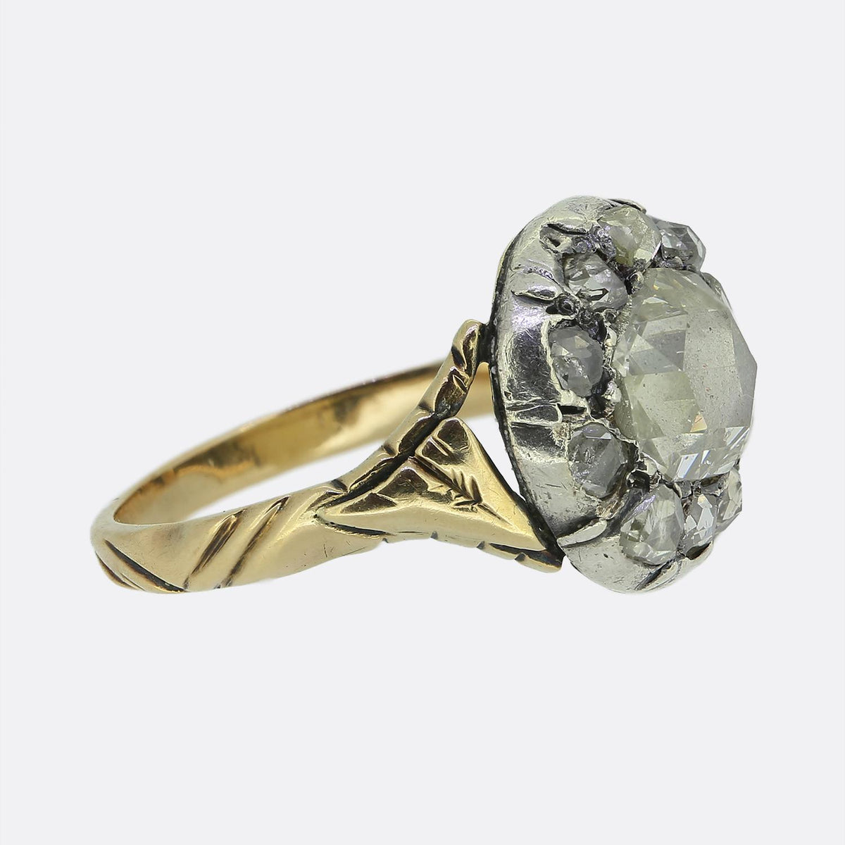 Georgian Rose Cut Diamond Cluster Ring