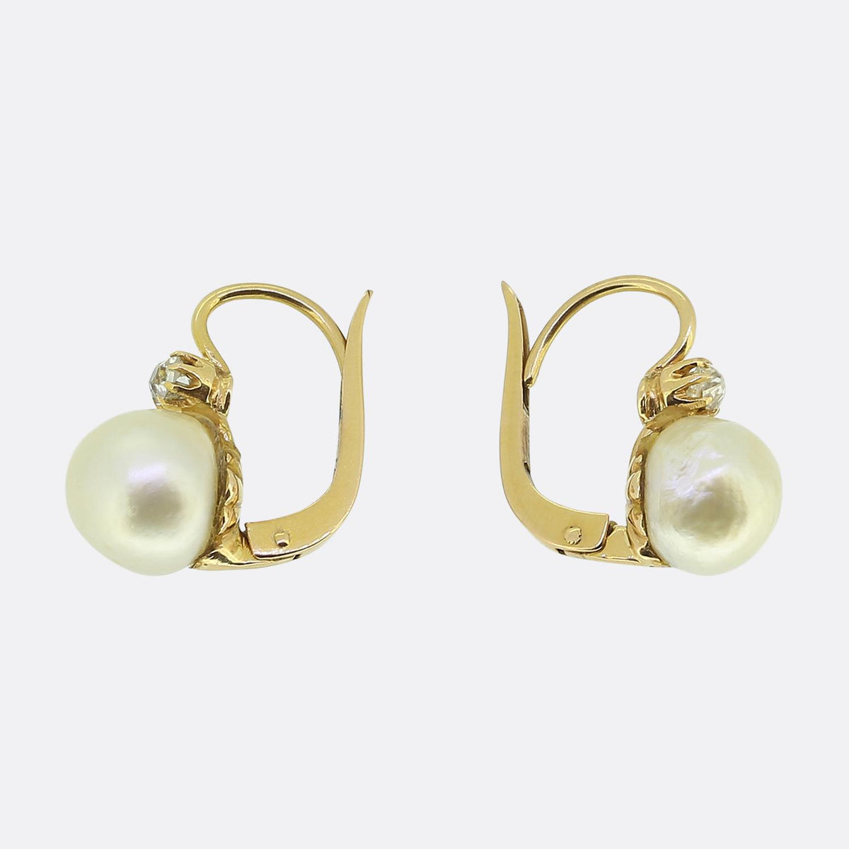 Natural Pearl and Diamond Drop Earrings