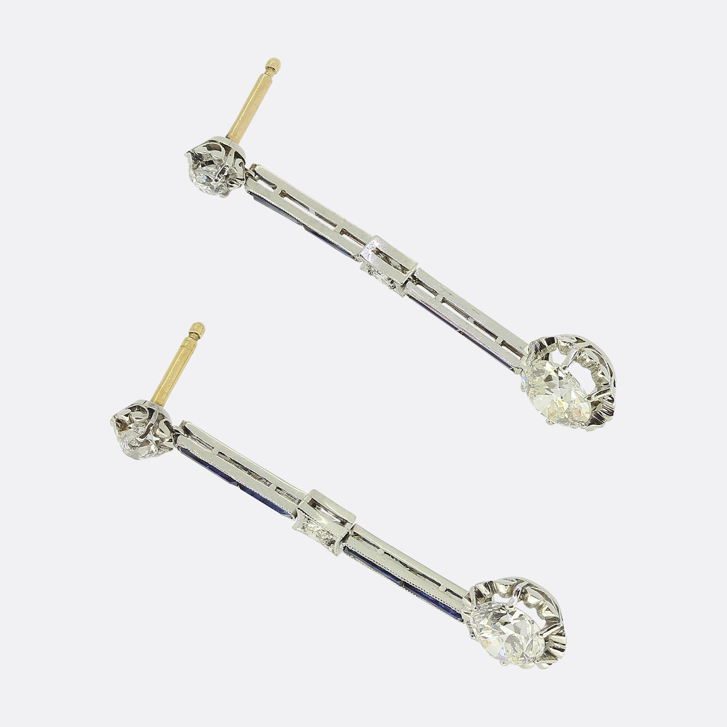 Art Deco French Diamond Drop Earrings