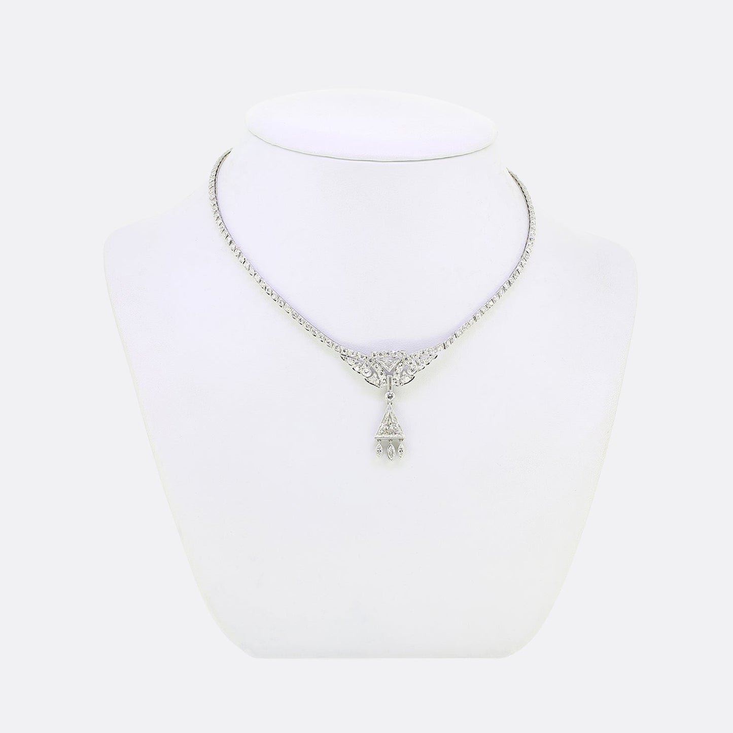 Art Deco 3.90 Carat Diamond Cluster Necklace