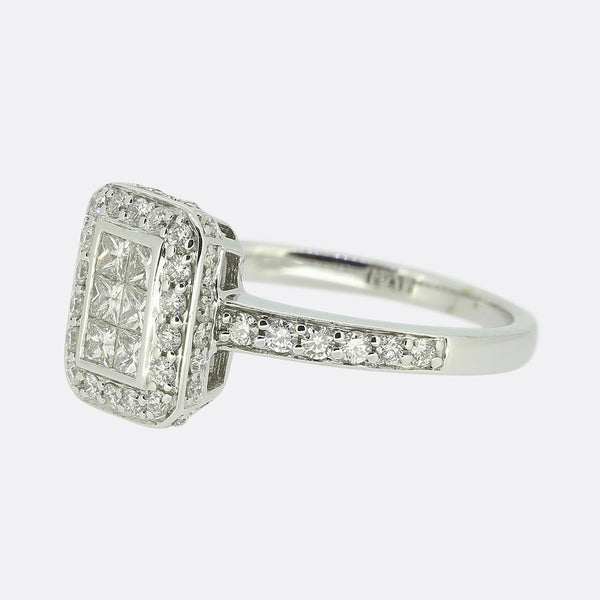 0.74 Carat Rectangular Diamond Ring