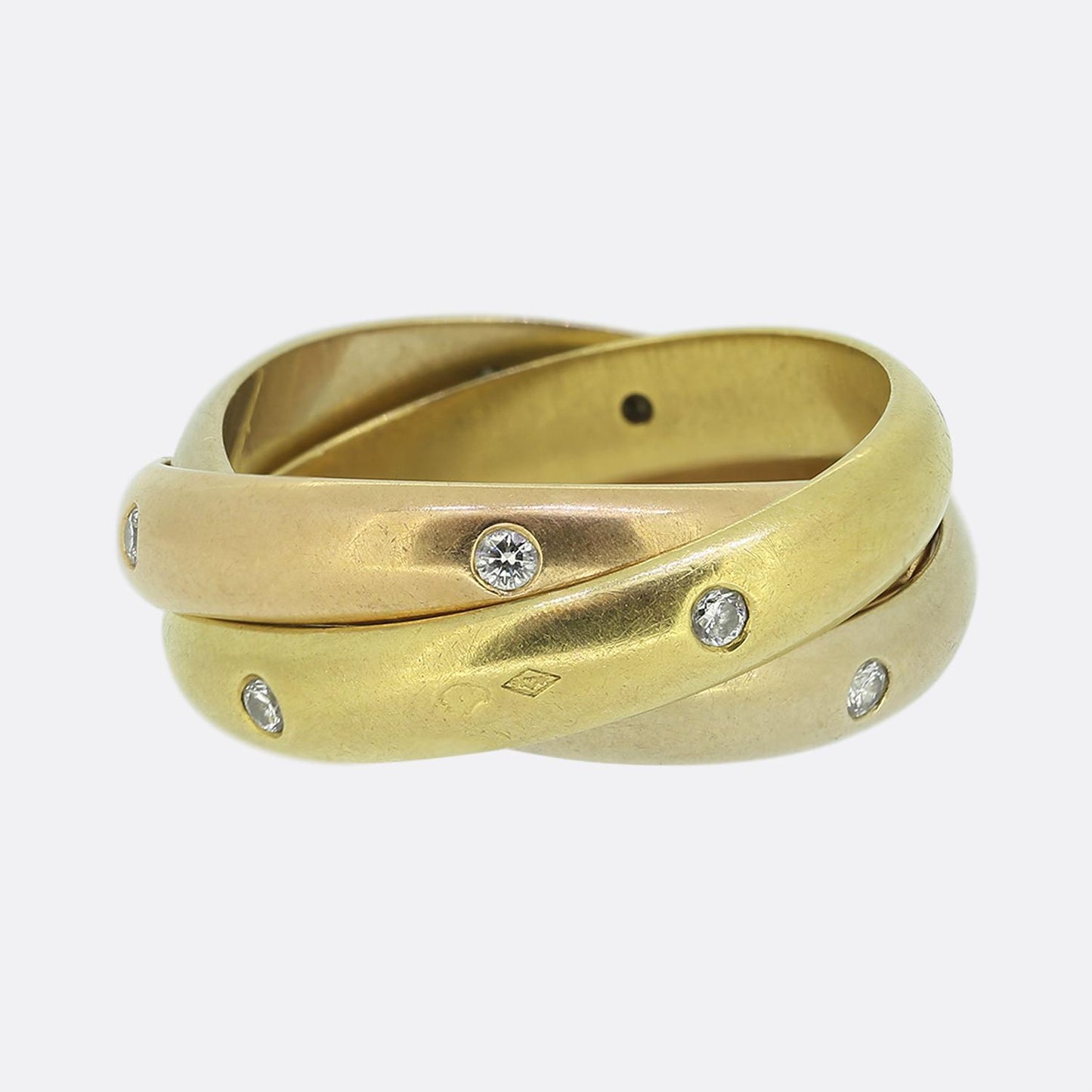 Cartier Diamond Trinity Band Ring Size N (54)