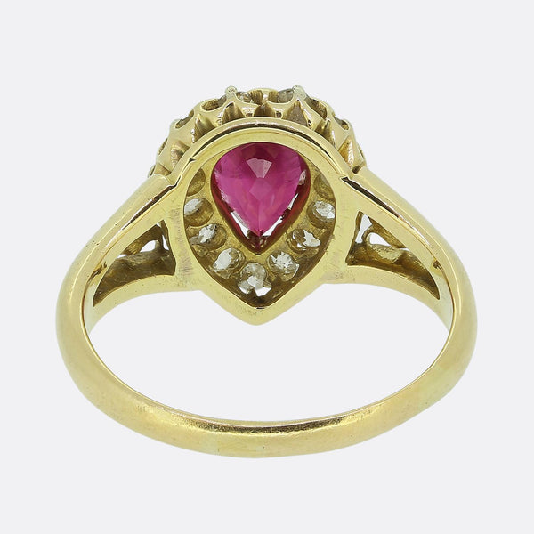 Victorian Ruby and Diamond Cluster Ring