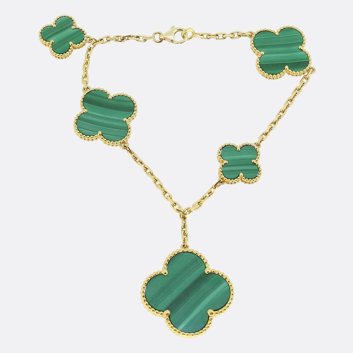 Van Cleef & Arpels Vintage Alhambra Five Motif Malachite Bracelet