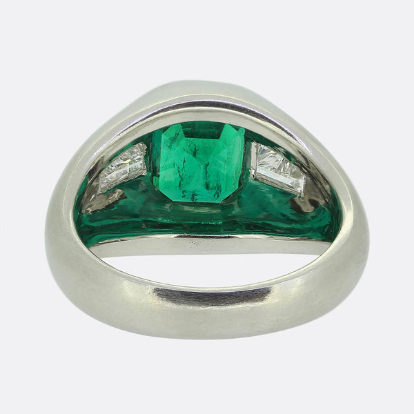 3.00 Carat Emerald and Diamond Three-Stone Ring