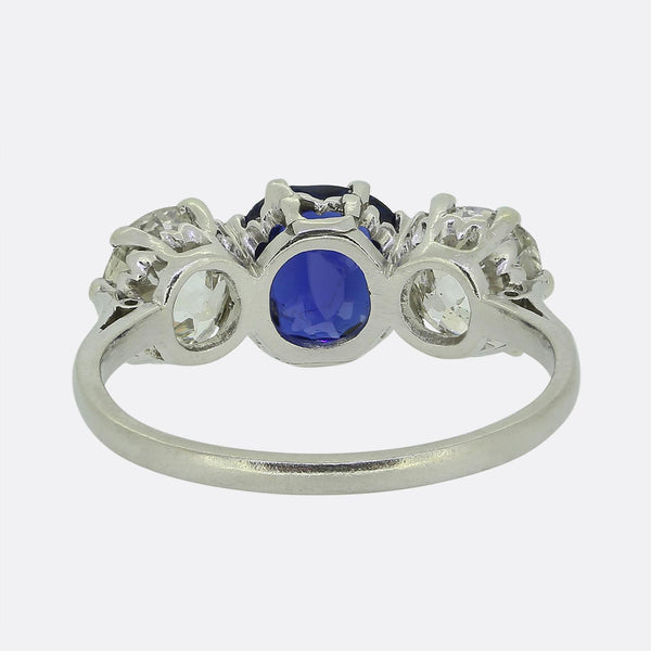 Edwardian Sapphire and Diamond Three-Stone Ring