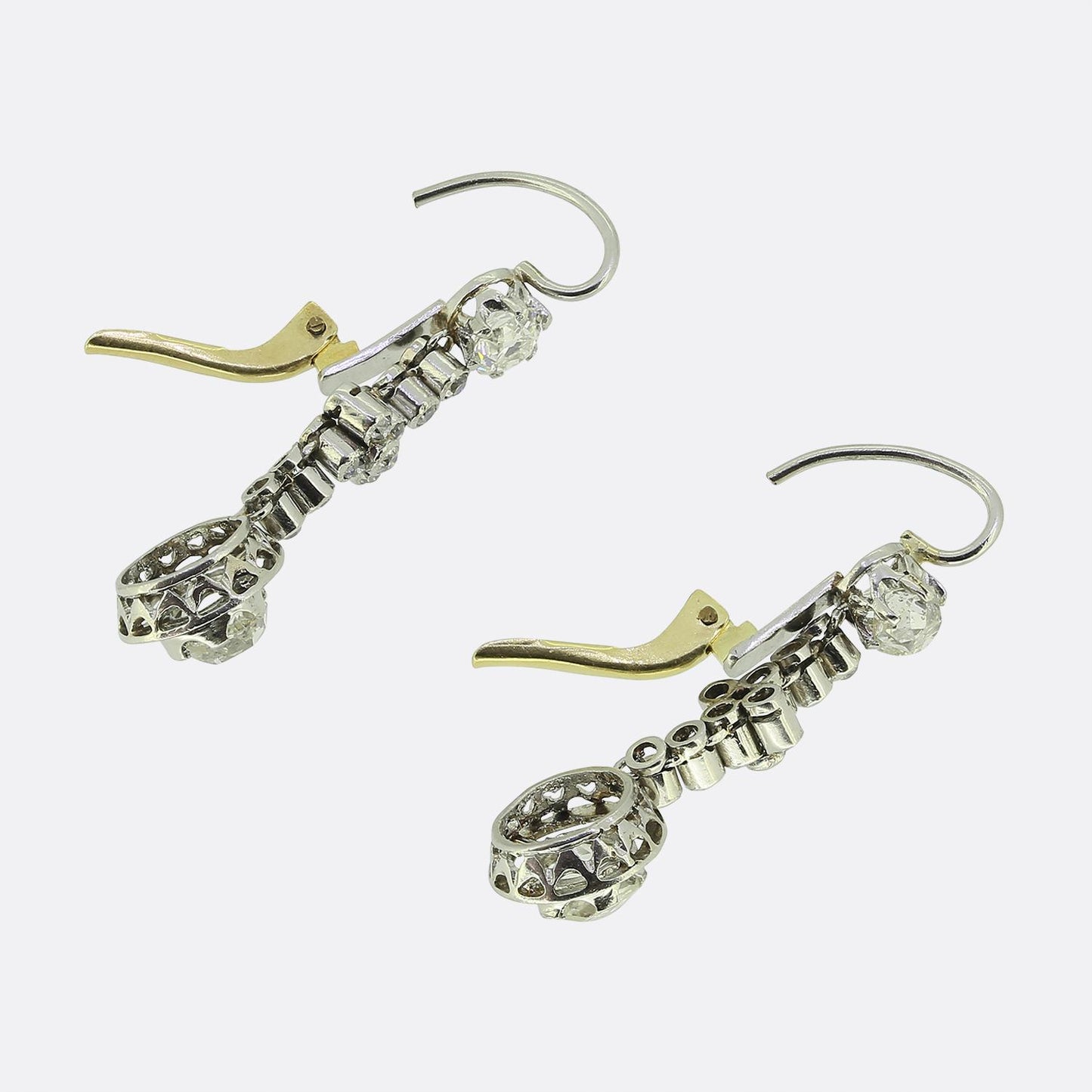 Edwardian Old Cut Diamond Drop Earrings
