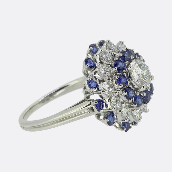 Vintage Sapphire and Diamond Cluster Ring