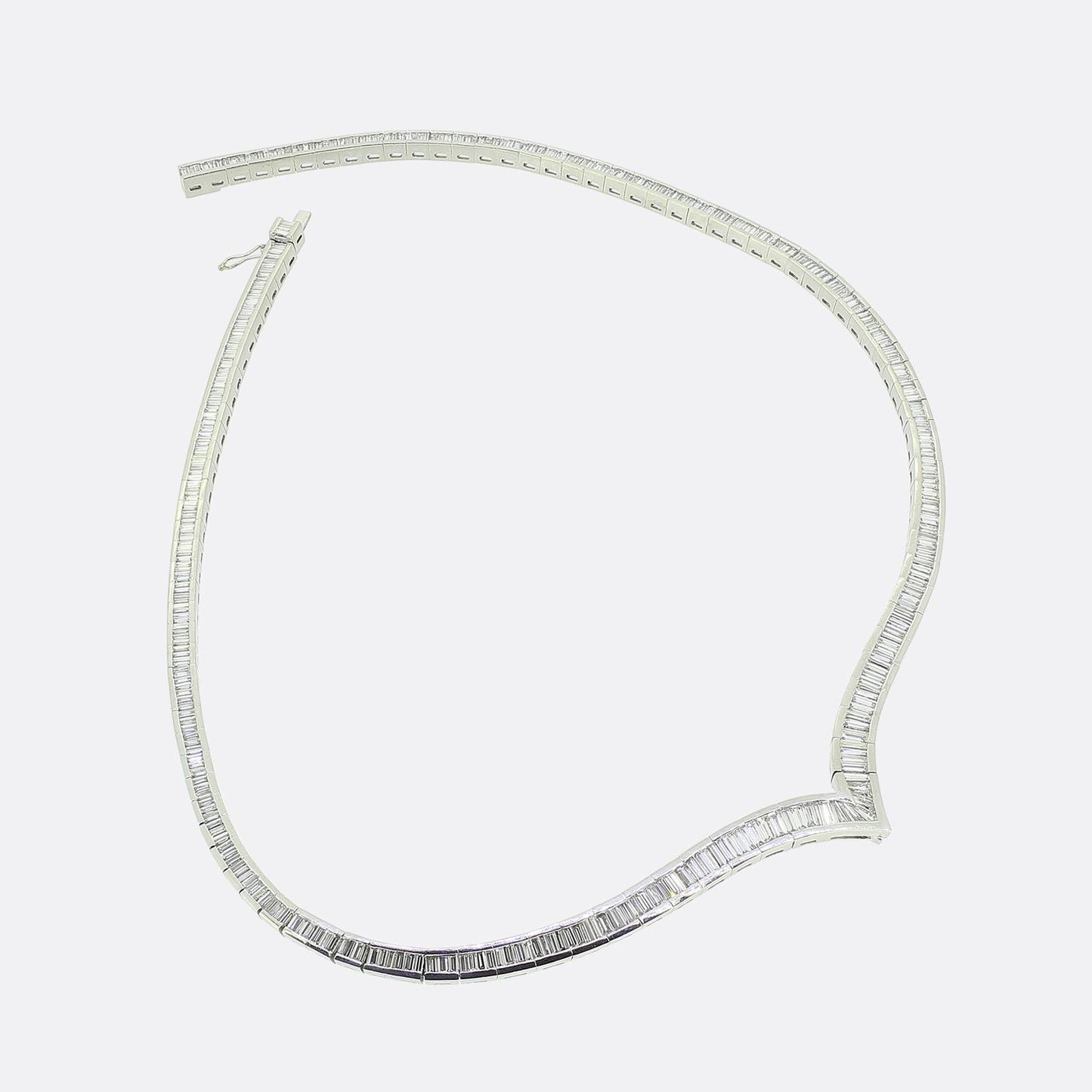 Art Deco 11.99 Carat Baguette Cut Diamond Necklace