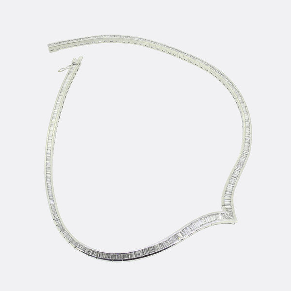 Art Deco 11.99 Carat Baguette Cut Diamond Necklace