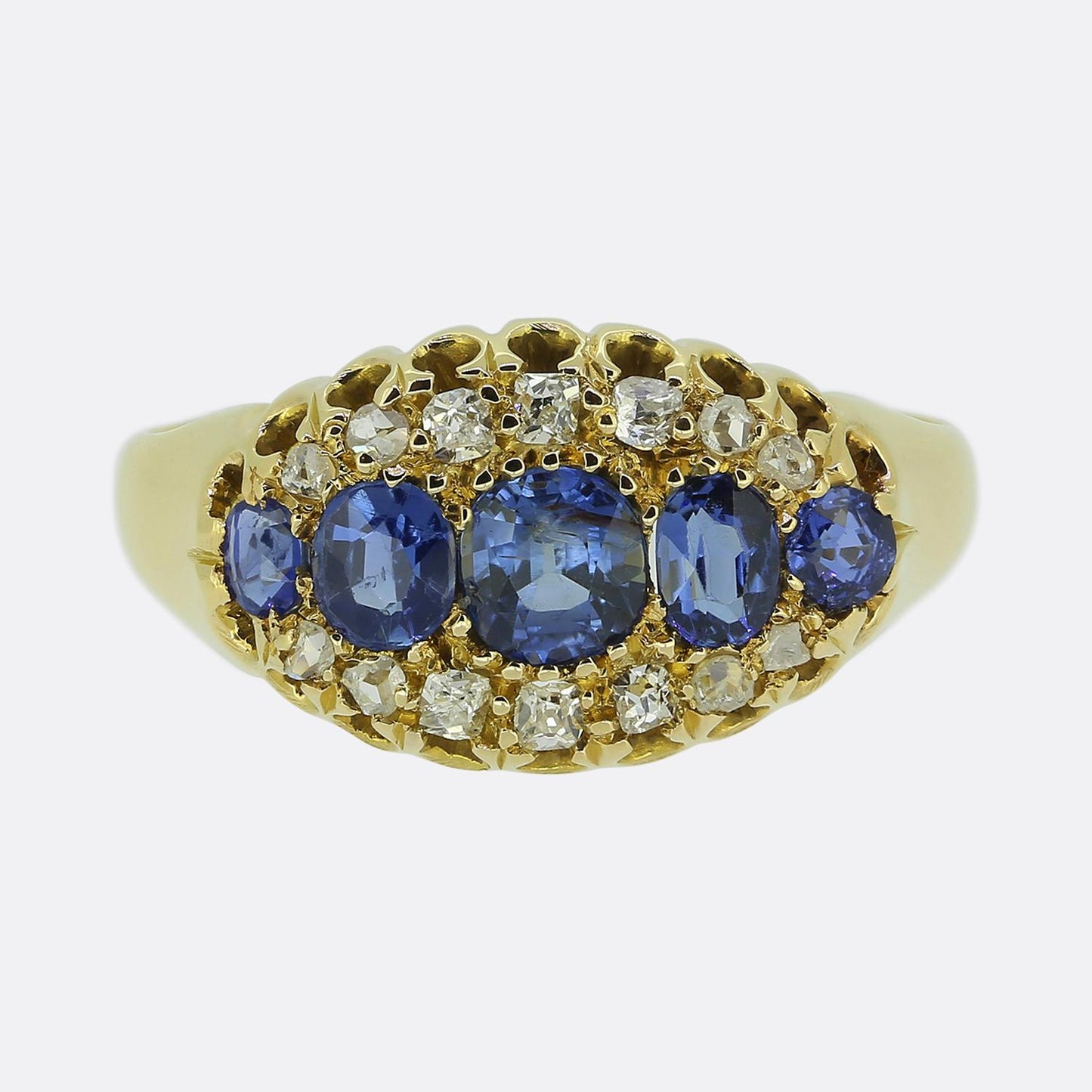 Antique Five-Stone Sapphire and Diamond Ring