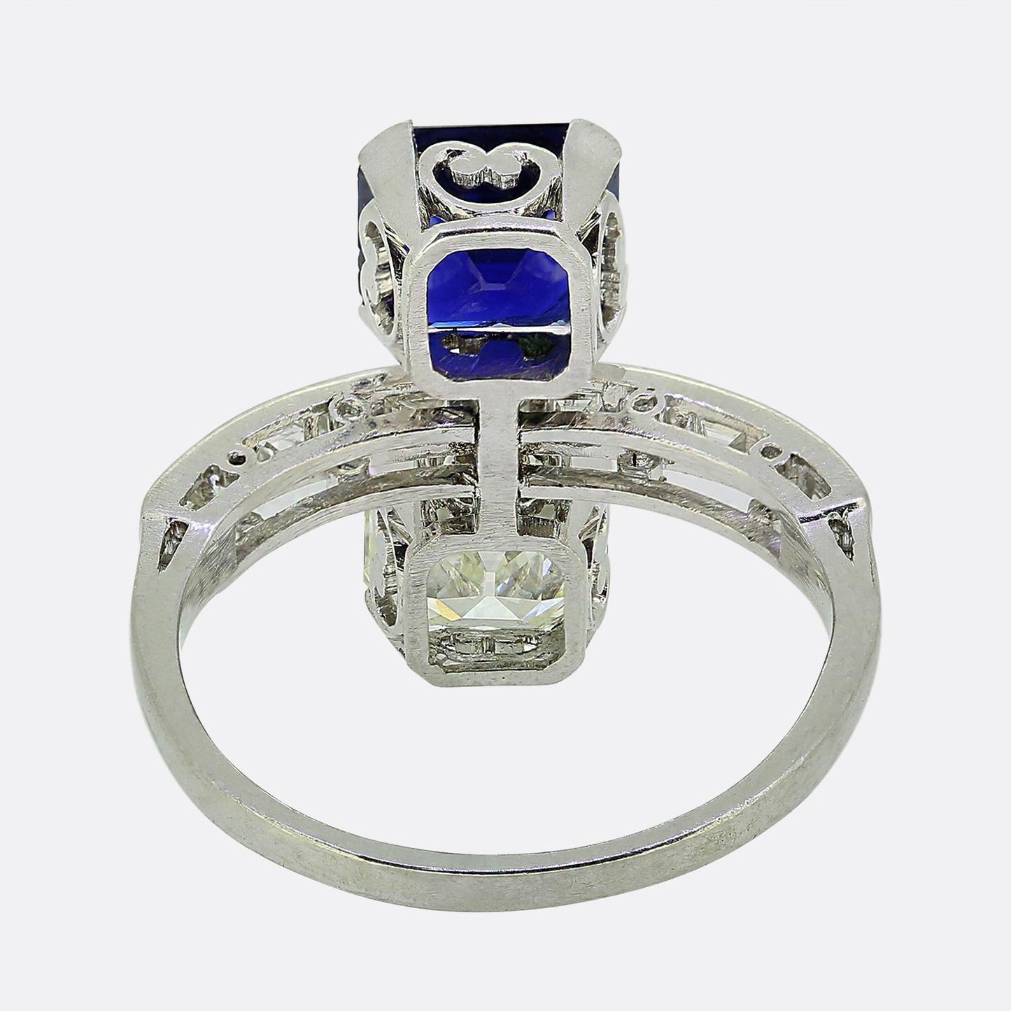 Art Deco Sapphire and Diamond Two Stone Ring