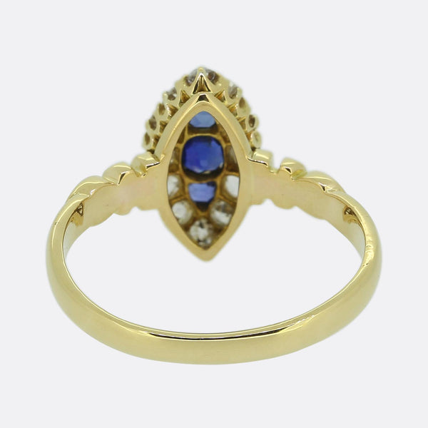 Victorian Sapphire and Diamond Navette Ring