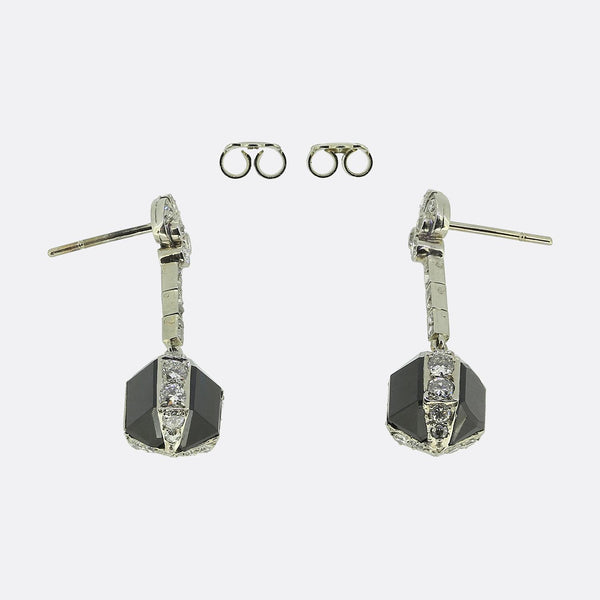 Art Deco Sapphire and Diamond Drop Earrings