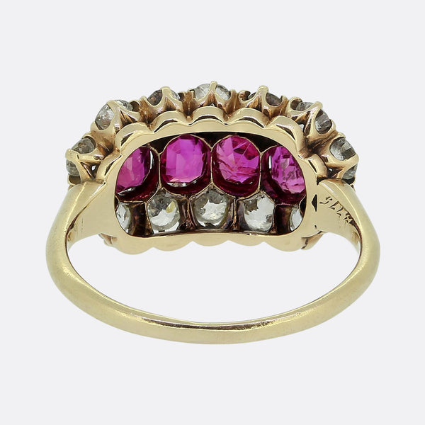 Victorian Ruby Four-Stone and Diamond Ring