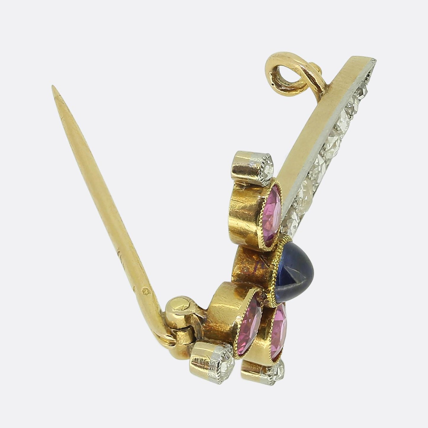 Edwardian Sapphire and Diamond Sword Brooch