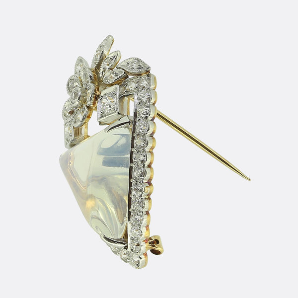 Edwardian Moonstone and Diamond Brooch