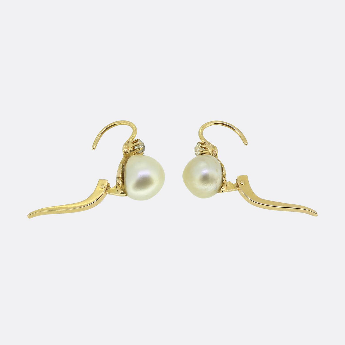 Natural Pearl and Diamond Drop Earrings