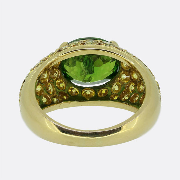 Vintage 2.93 Carat Demantoid Garnet and Fancy Yellow Diamond Ring