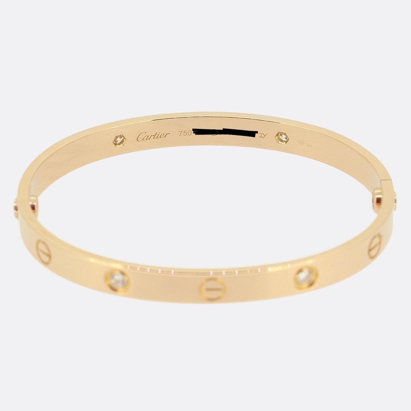 Cartier Classic Model Four Diamond LOVE Bangle Size 17