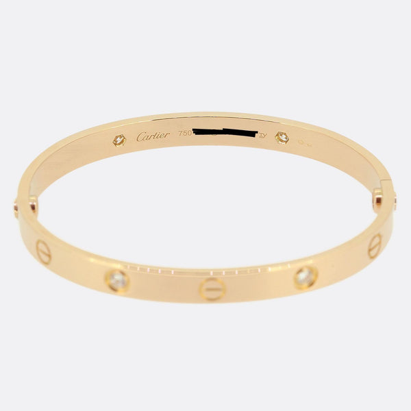 Cartier Classic Model Four Diamond LOVE Bangle Size 17