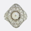 Antique Natural Pearl and Diamond Cluster Ring