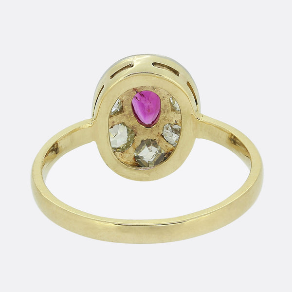 0.30 Carat Burmese Ruby and Diamond Cluster Ring