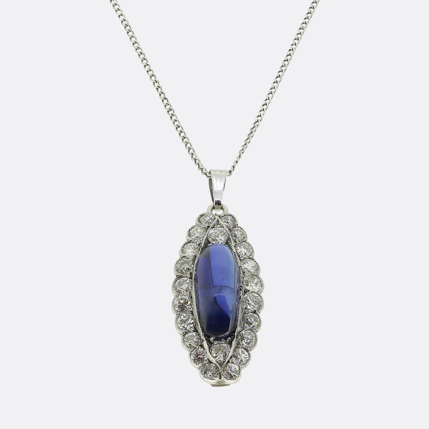 Art Deco Sapphire and Diamond Pendant Necklace
