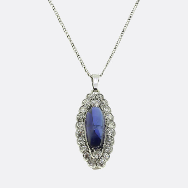 Art Deco Sapphire and Diamond Pendant Necklace