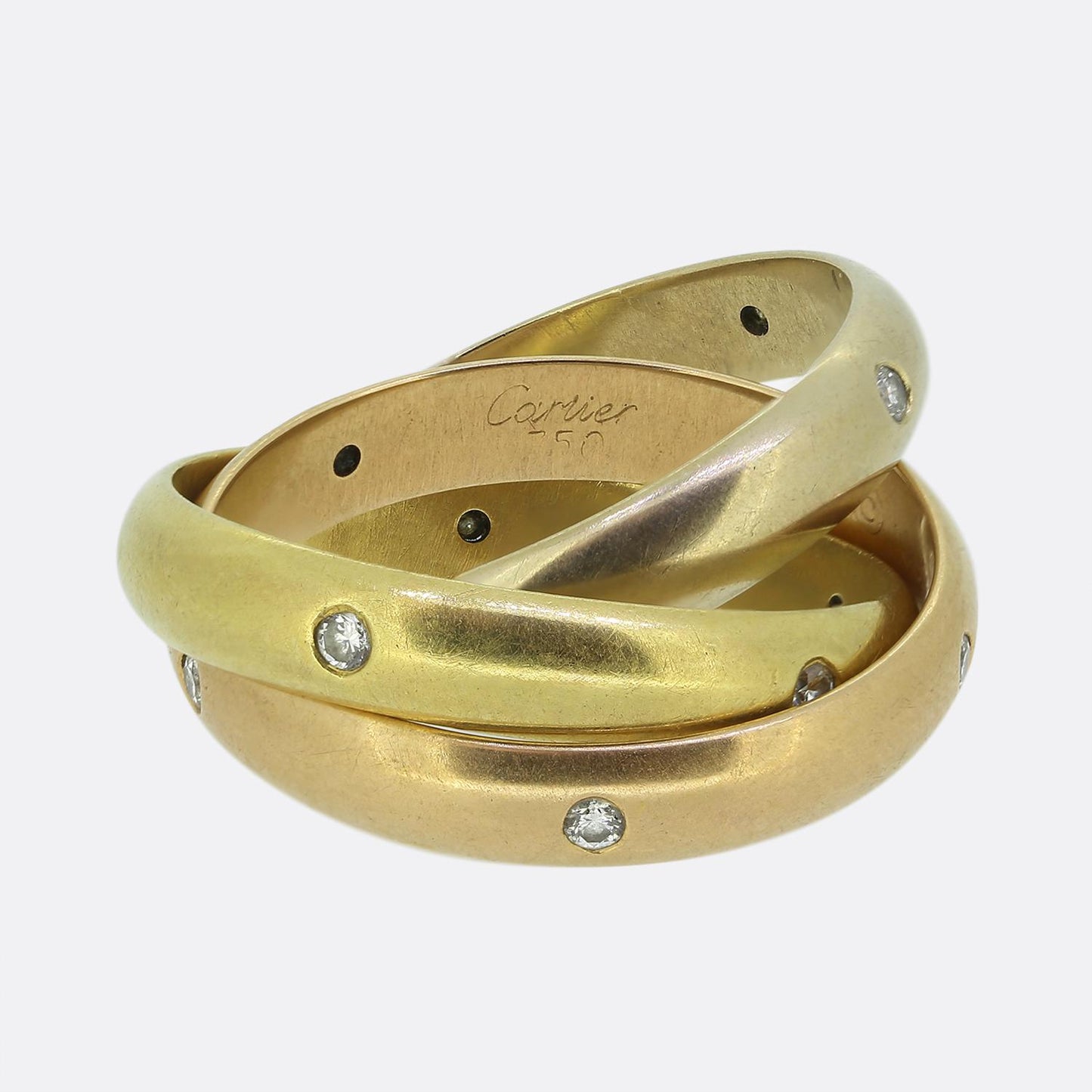 Cartier Diamond Trinity Band Ring Size N (54)