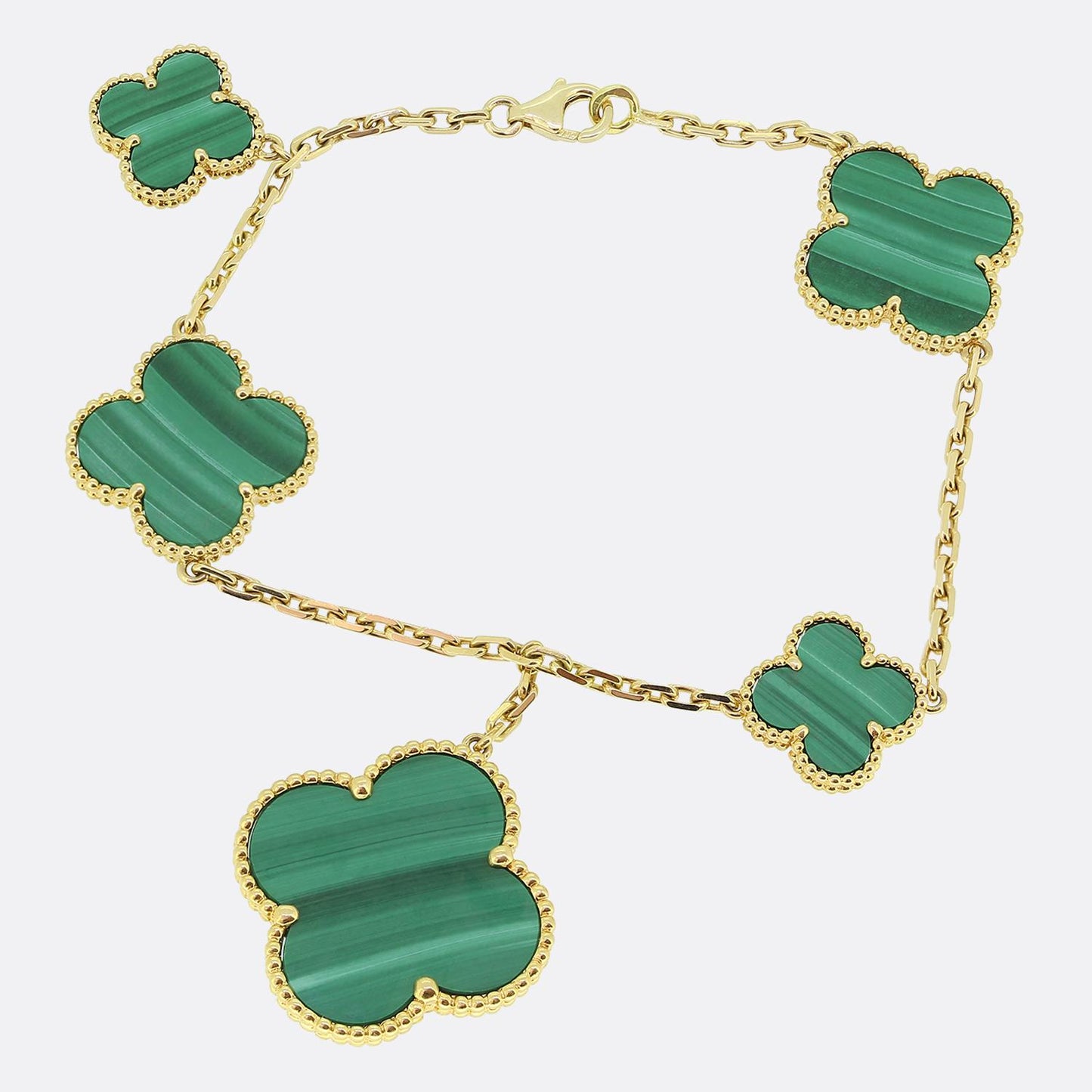 Van Cleef & Arpels Vintage Alhambra Five Motif Malachite Bracelet