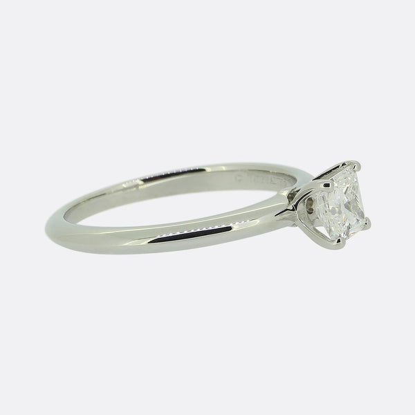 Tiffany & Co. 0.66 Carat Princess Cut Diamond Solitaire Ring