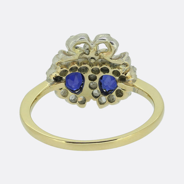 Victorian Sapphire and Diamond Double Heart Ring