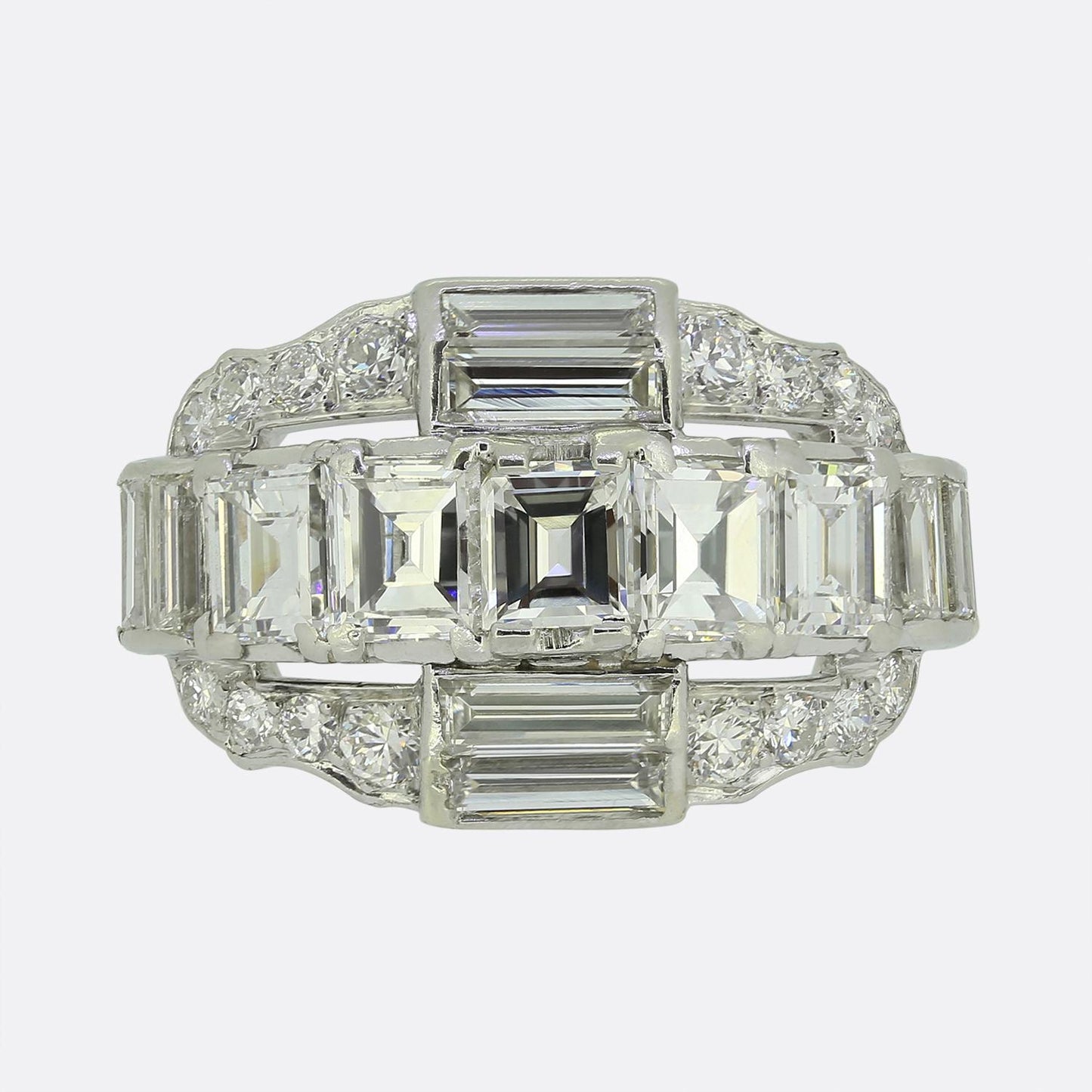 Mid-Century Diamond Cluster Ring