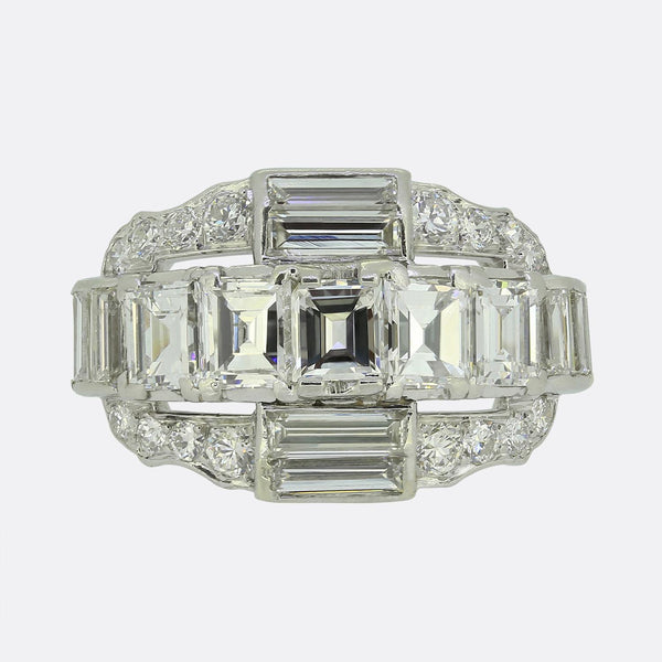 Mid-Century Diamond Cluster Ring