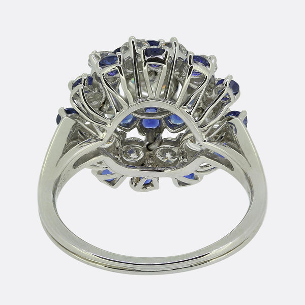 Vintage Sapphire and Diamond Cluster Ring
