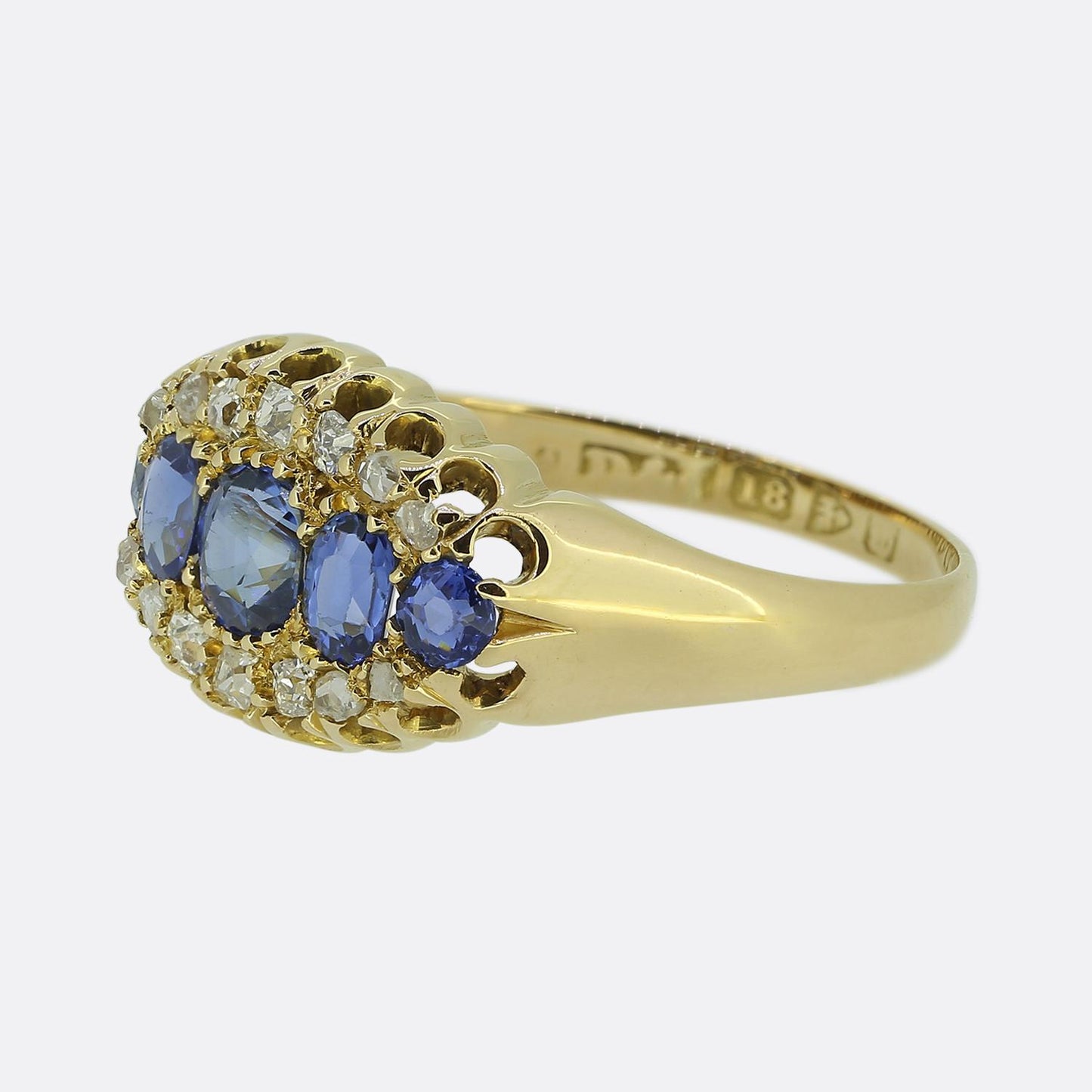 Antique Five-Stone Sapphire and Diamond Ring