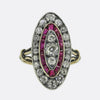 Antique Ruby and Diamond Navette Ring