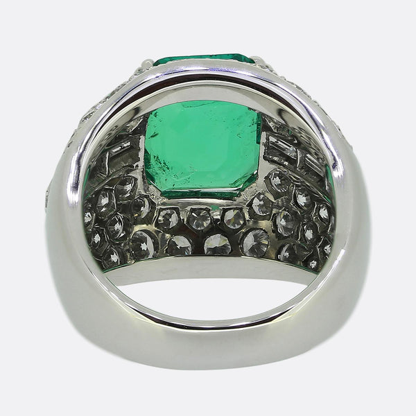 4.00 Carat Colombian Emerald and Diamond Bombe Ring