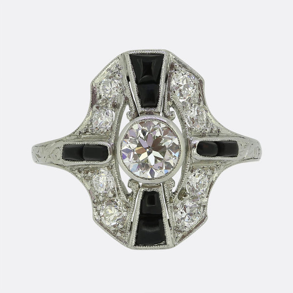 Tiffany & Co. Onyx and Diamond Ring