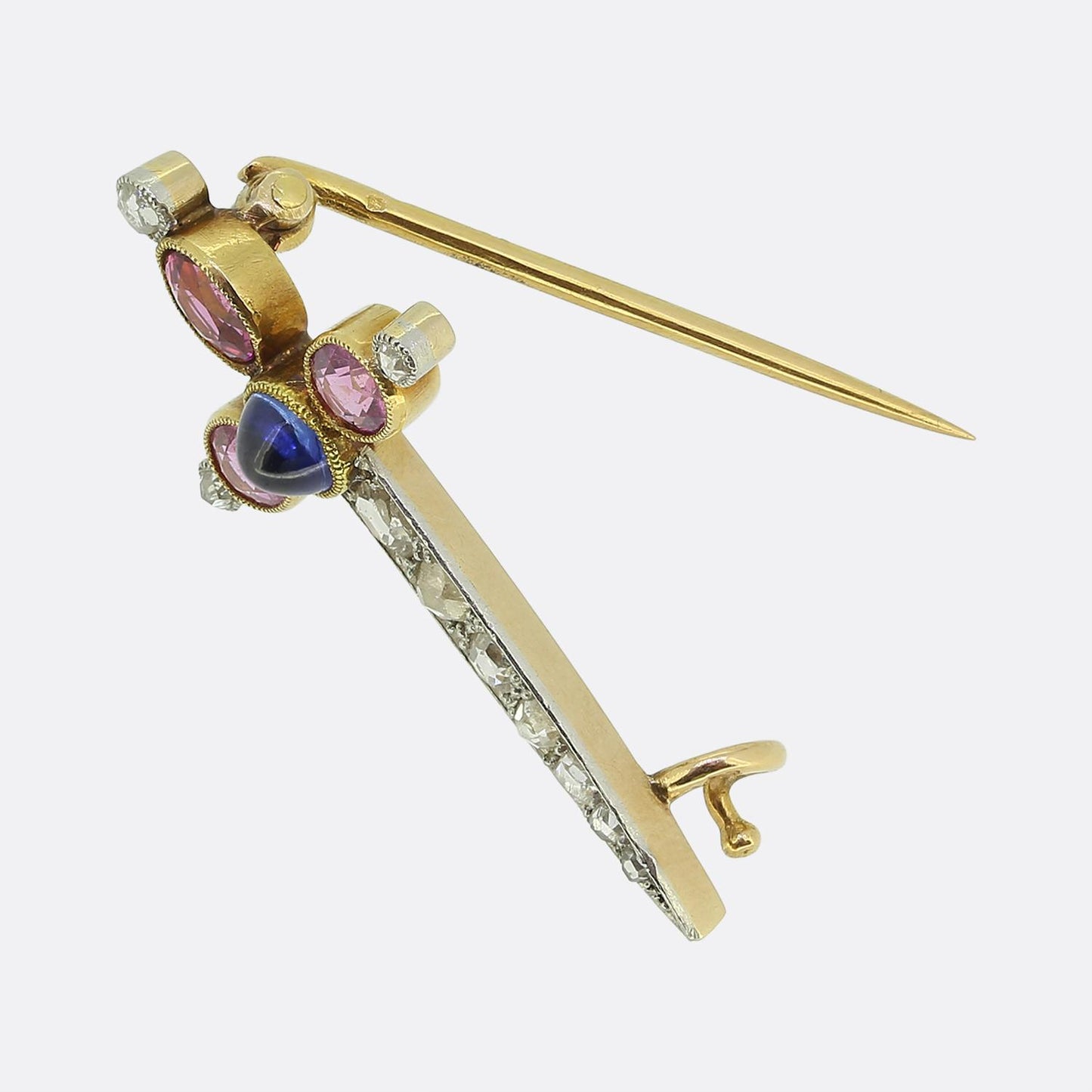 Edwardian Sapphire and Diamond Sword Brooch