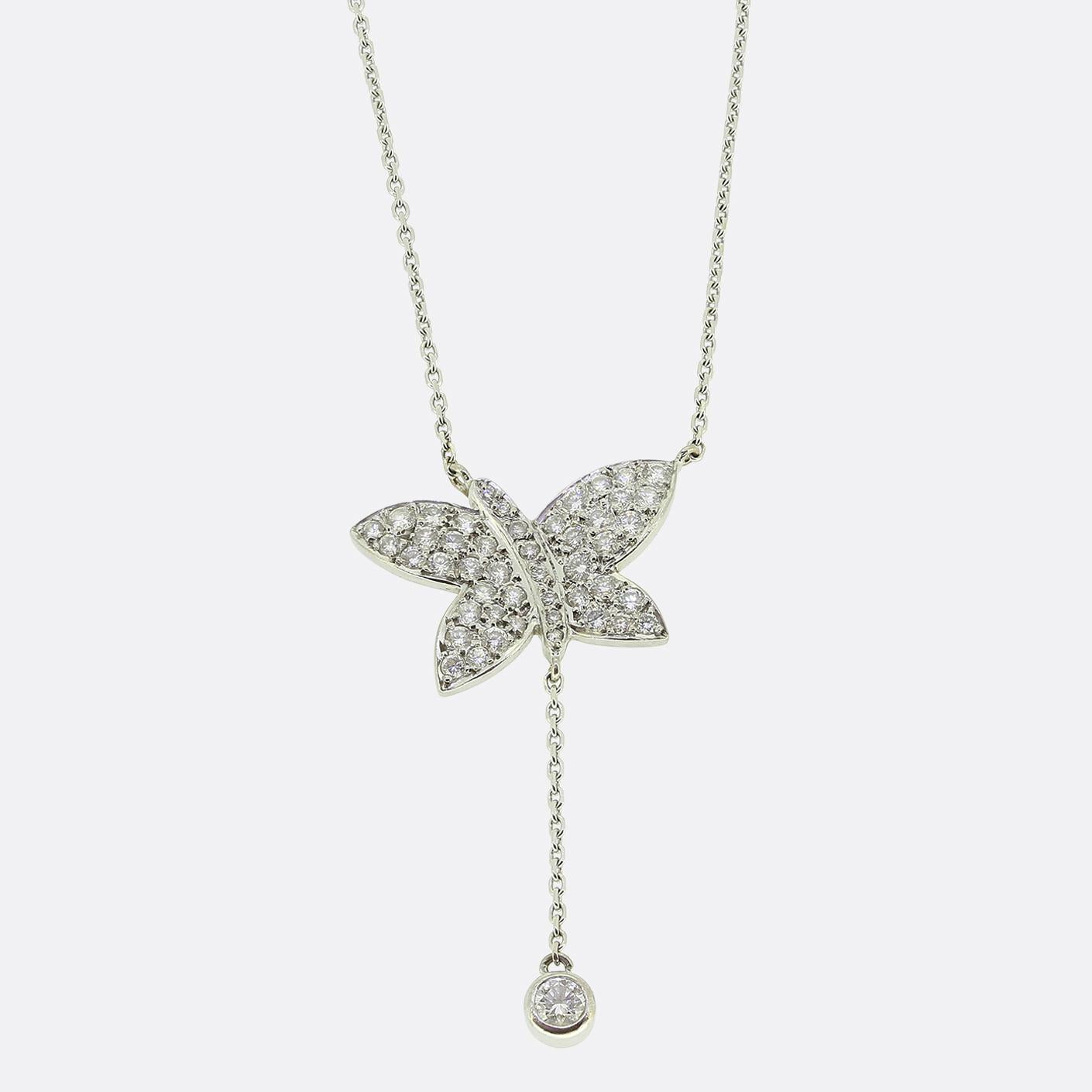 Boodles Pavé Diamond Butterfly Drop Necklace