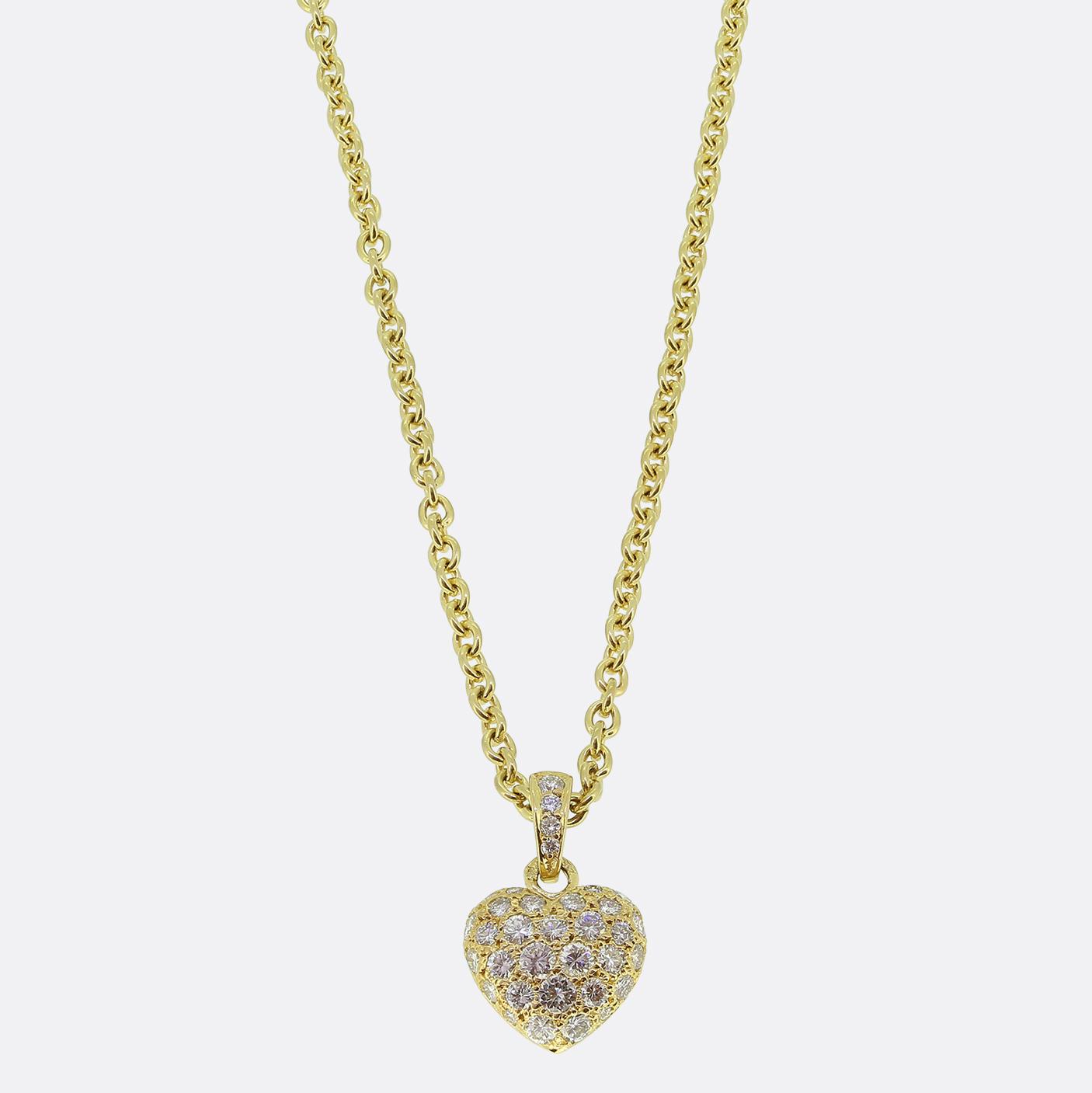 Cartier Pave Heart Pendant Necklace
